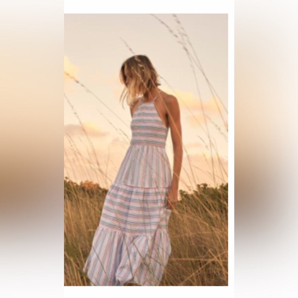 Zara striped open back midi dress Small